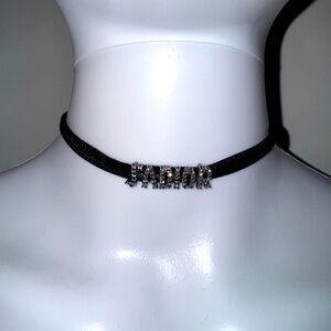 Dior j’adior crystal embellished velvet choker necklace.
